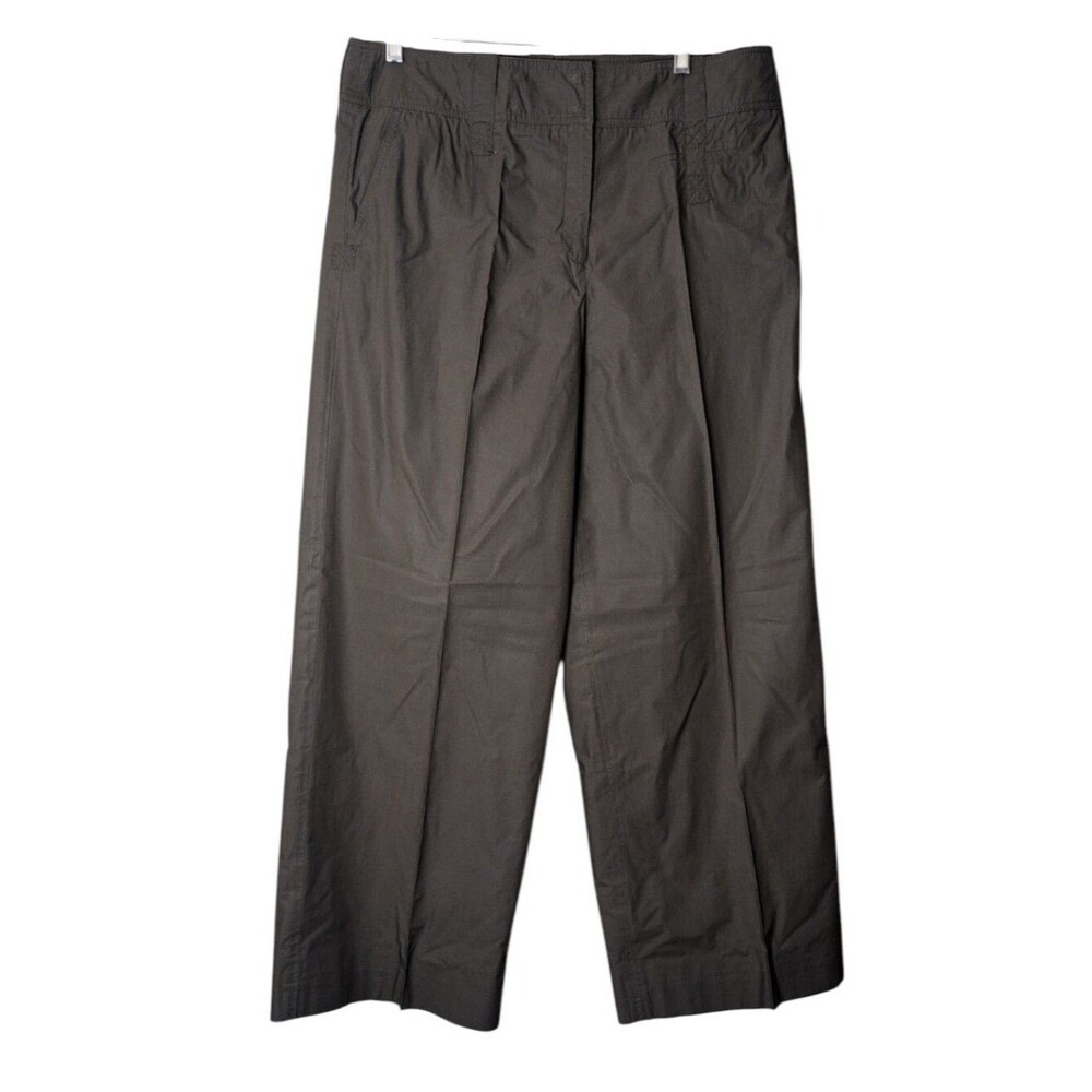 Worth olive green 100% Cotton Pleated Dress Pants Trousers Quiet Luxury corp 14